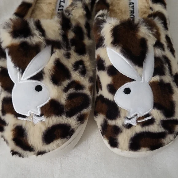 PLAYBOY Furry Animal Print Slippers - Picture 2 of 7